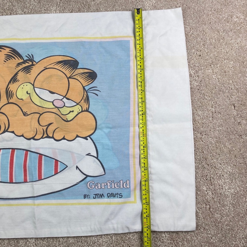 Vintage 1978 Garfield Jim Davis Pillowcase Red Blue Double Sided 20x30 Comic - Picture 5 of 8